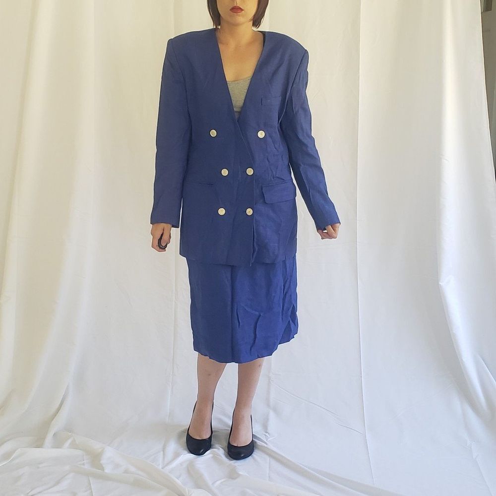 90s‎ Blue Skirt Suit